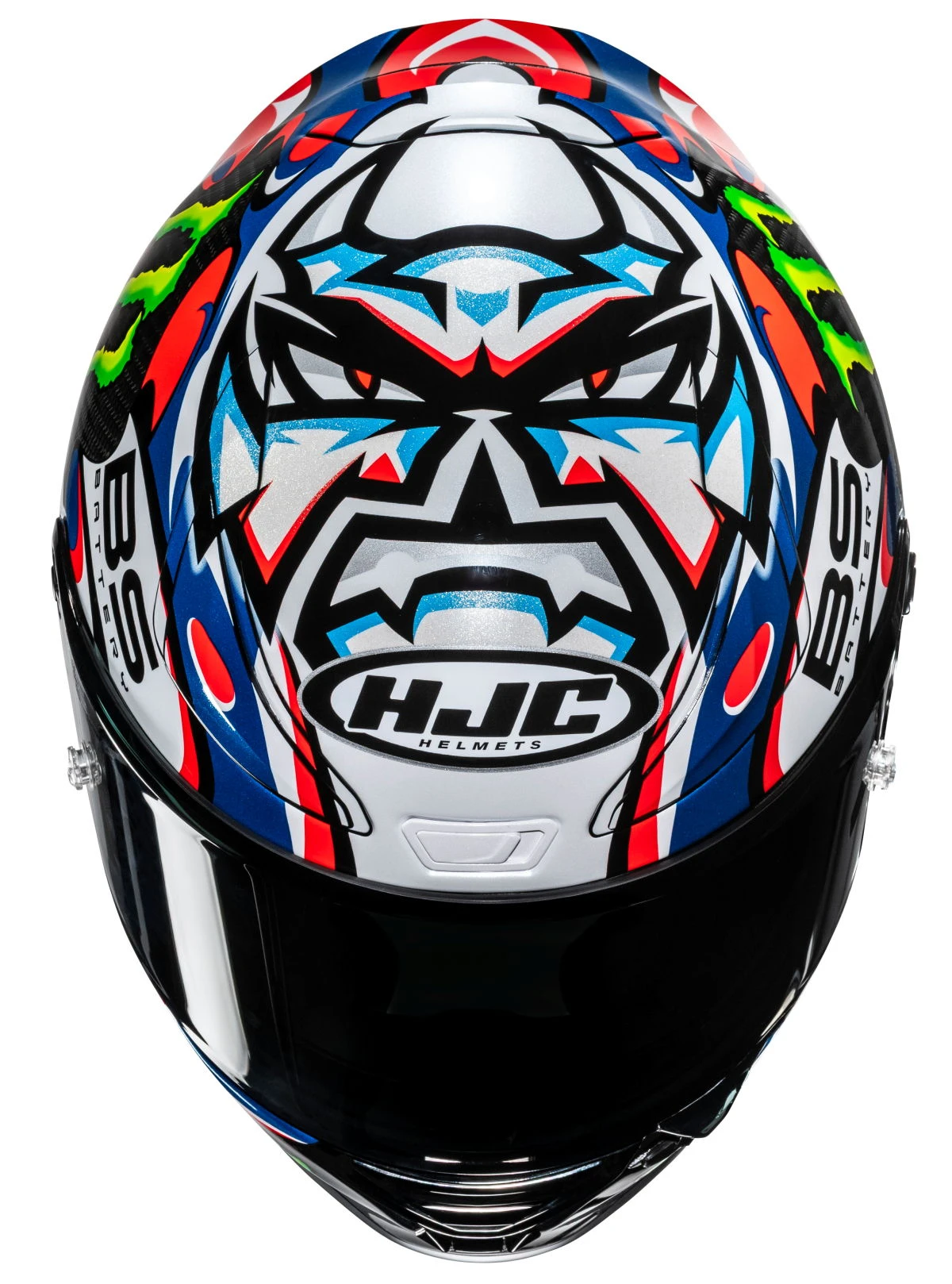 Un casque HJC Rpha 1 v2 en carbone avec le coloris Snow Diablo vue du dessus