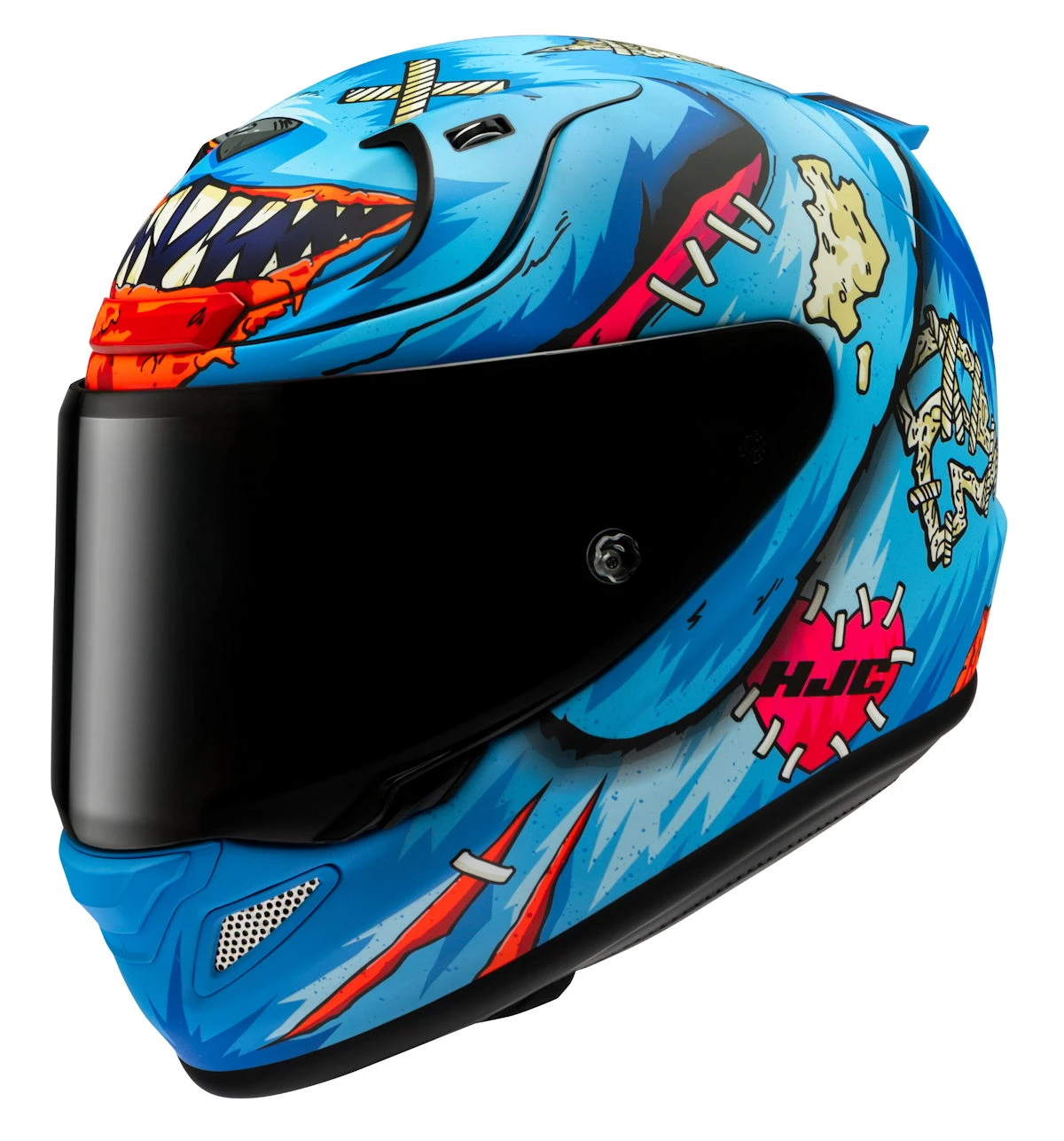 Un casque HJC RPHA 12 Call od Duty Mr. Peeks bleu