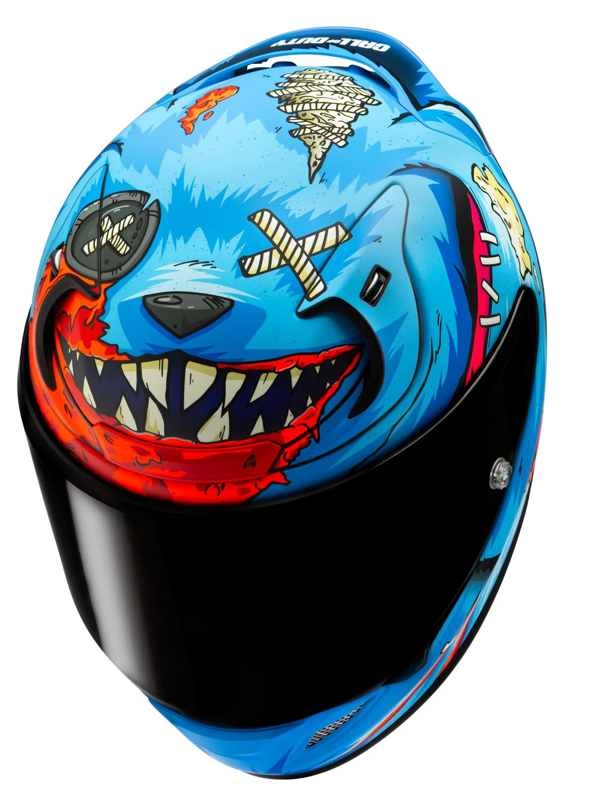 Un casque HJC RPHA 12 Call od Duty Mr. Peeks bleu