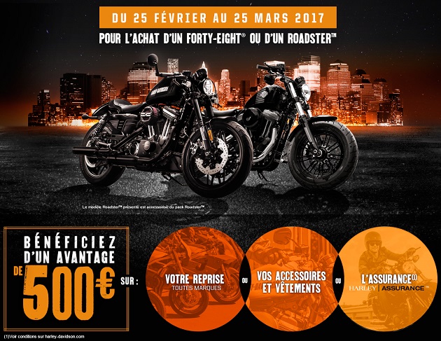 Harley lance une promo sur son Roadster et son Forty-Eight.