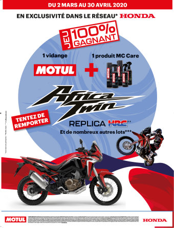 Une 1100 Africa Twin à gagner avec l'opération Motul x Honda.