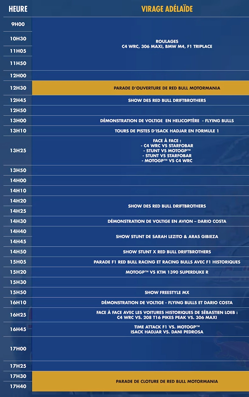 Programme du Red Bull Motormania