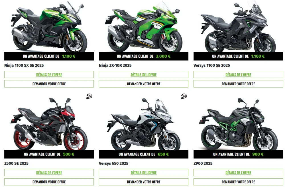 Plusieurs images de motos Kawasaki