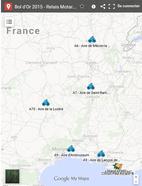 Relais Calmos et autoroutes gratuites pour le Bol d'Or 2015.