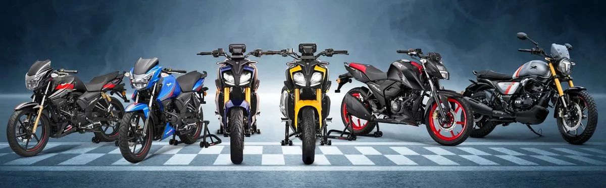 Plusieurs motos de la gamme TVS Motor