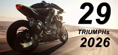 A rear view of a Triumph 1200 Speed Triple RS motorcycle on the track