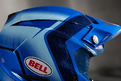 Casque de motocross Bell aux teintes bleues d'Eli Tomac avec le logo de la marque