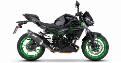 Una Kawasaki Z 500 verde con un escape SC-Project
