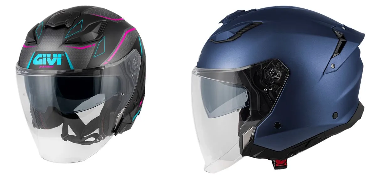 Des casques Jet GIVI X31 bleu et Impact