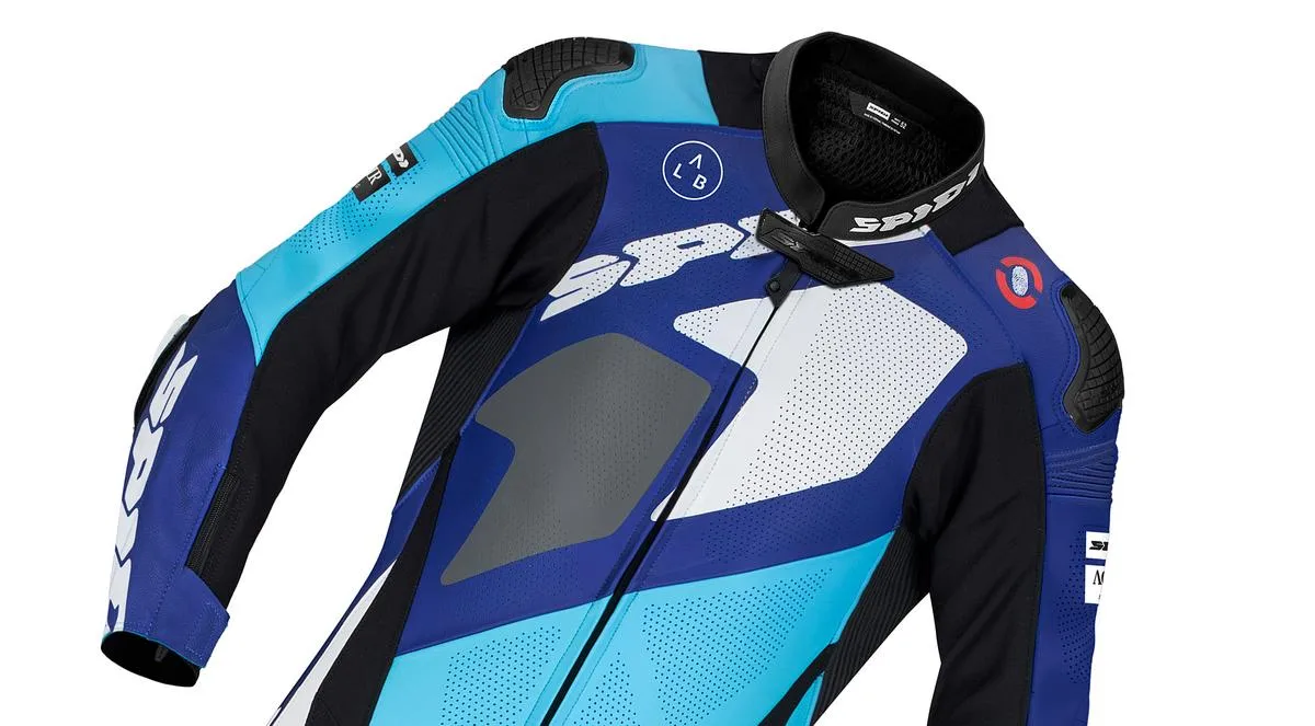 Une combinaison de moto Spidi combinaison Gran Premio Perforated Pro bleu