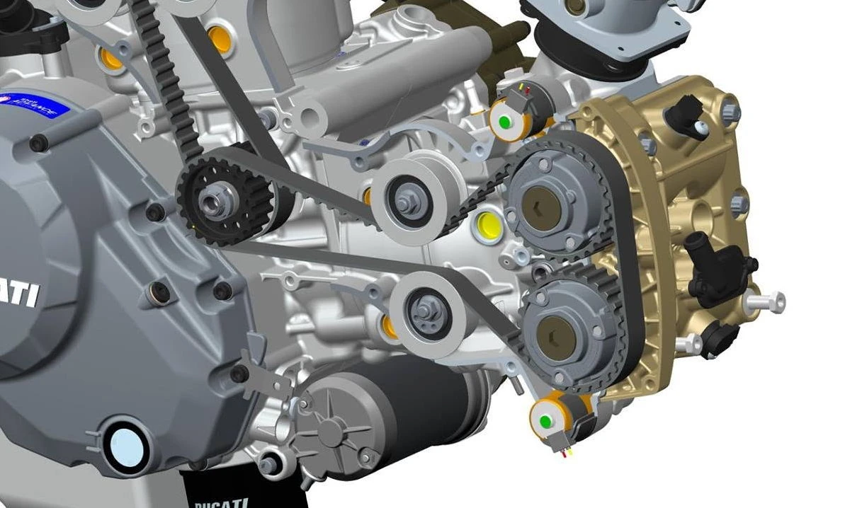 Un système de distribution par courroie dans un moteur Ducati