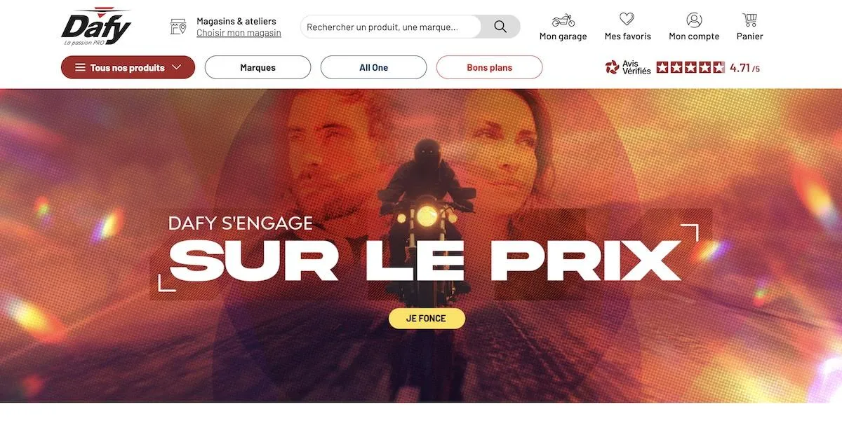 Page d'accueil du site Dafy Moto