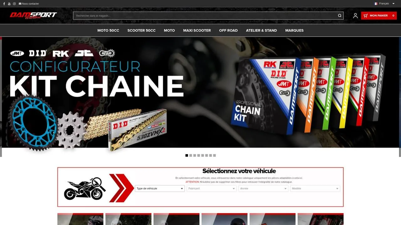 Page d'accueil du site Dam Sport