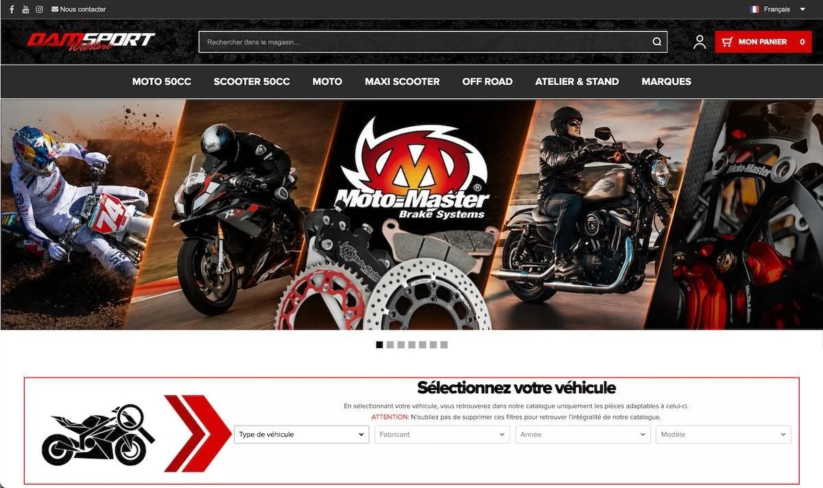 Page d'accueil du site Dam Sport