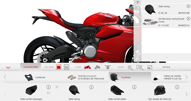 Le configurateur Ducati pour customiser en ligne sa future moto.