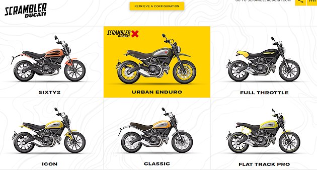 Un nouveau configurateur en ligne pour le Ducati Scrambler.