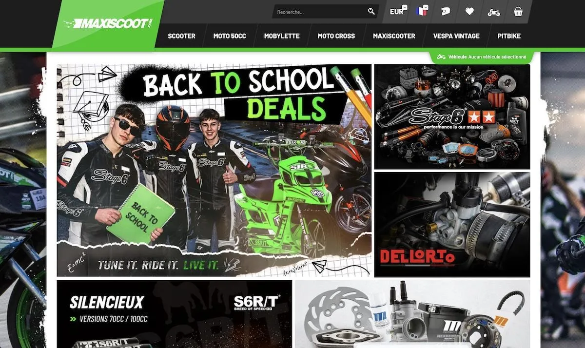 Page d'accueil du site Maxiscoot