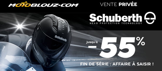 Les casques Schuberth en grosse promo chez Motoblouz.