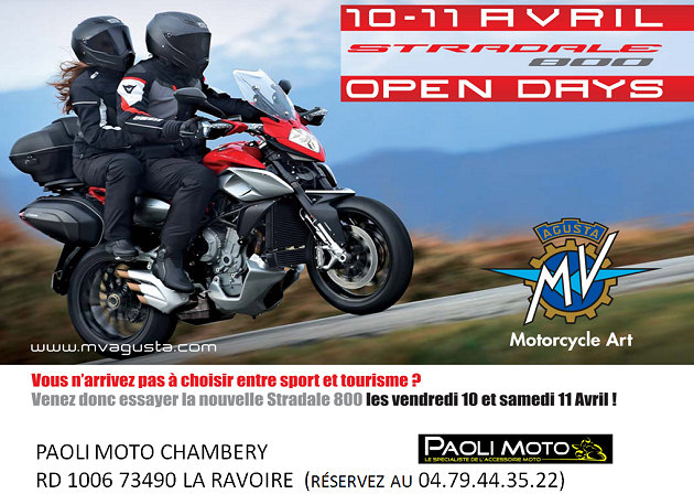 Découvrez la MV-Agusta 800 Stradale les 10 et 11 Avril.