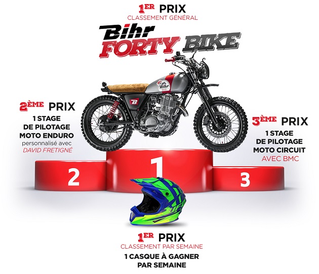Une Yamaha SR400 Forty Bike à gagner avec Bihr et Zarco.