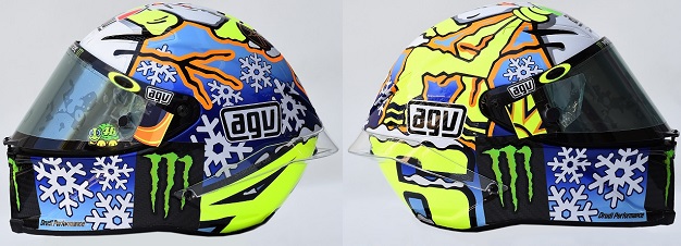 Voici les casques spéciaux 'Winter Test' de Rossi et Iannone.