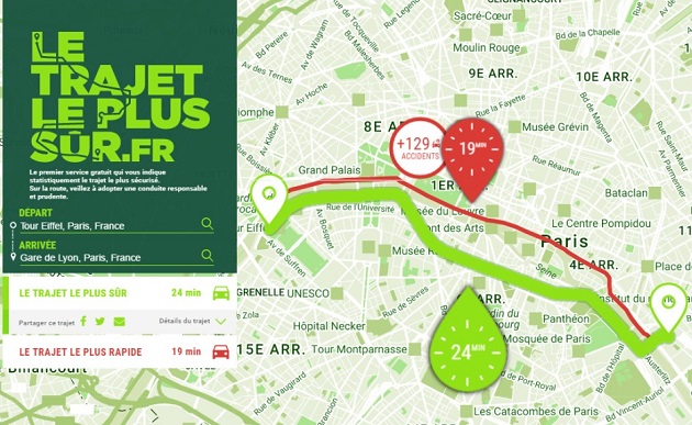 Choisissez l'itinéraire le moins dangereux avec LeTrajetLePlusSur.fr