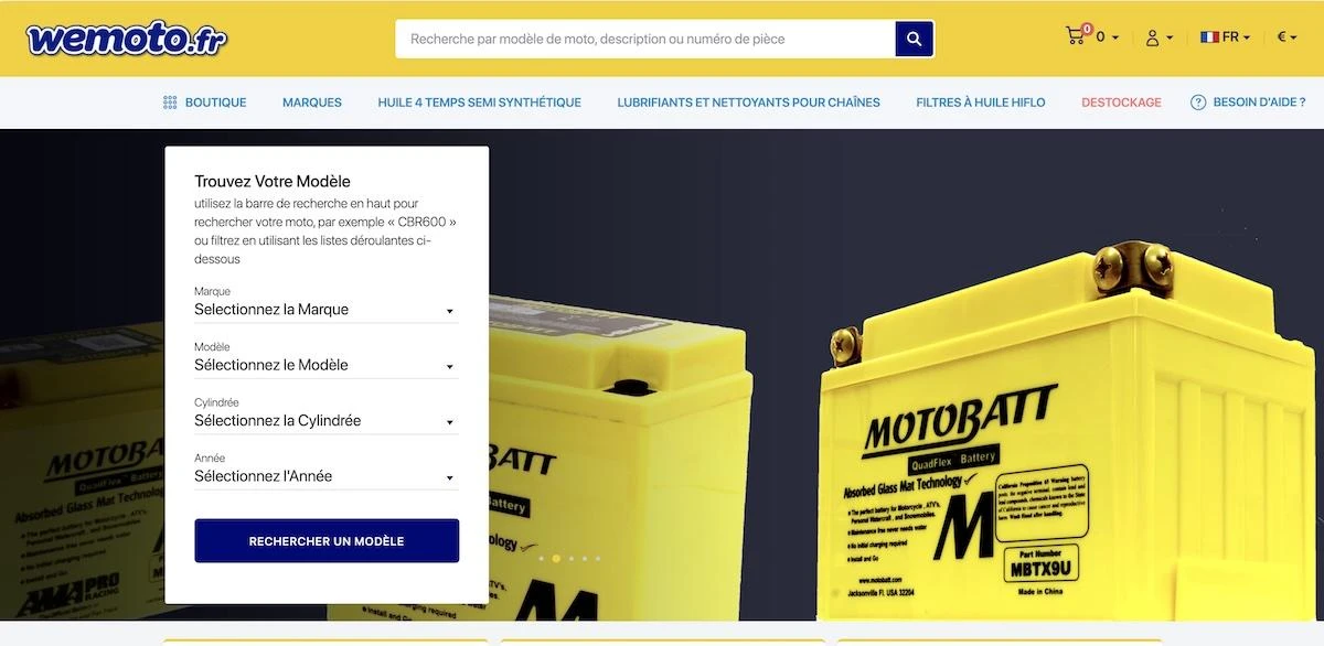 Page d'accueil du site WeMoto