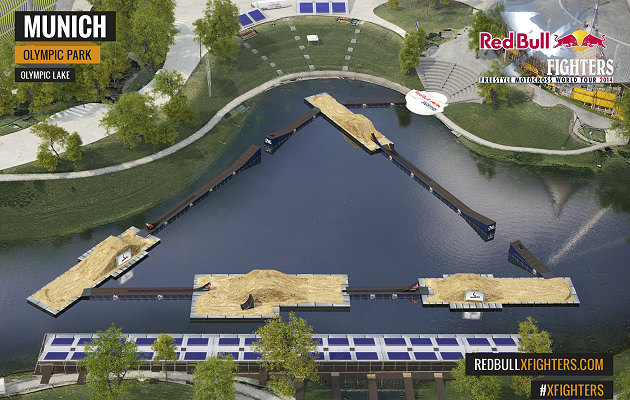 Le prochain défi des Red Bull X-Fighters sera sur un lac à Munich.