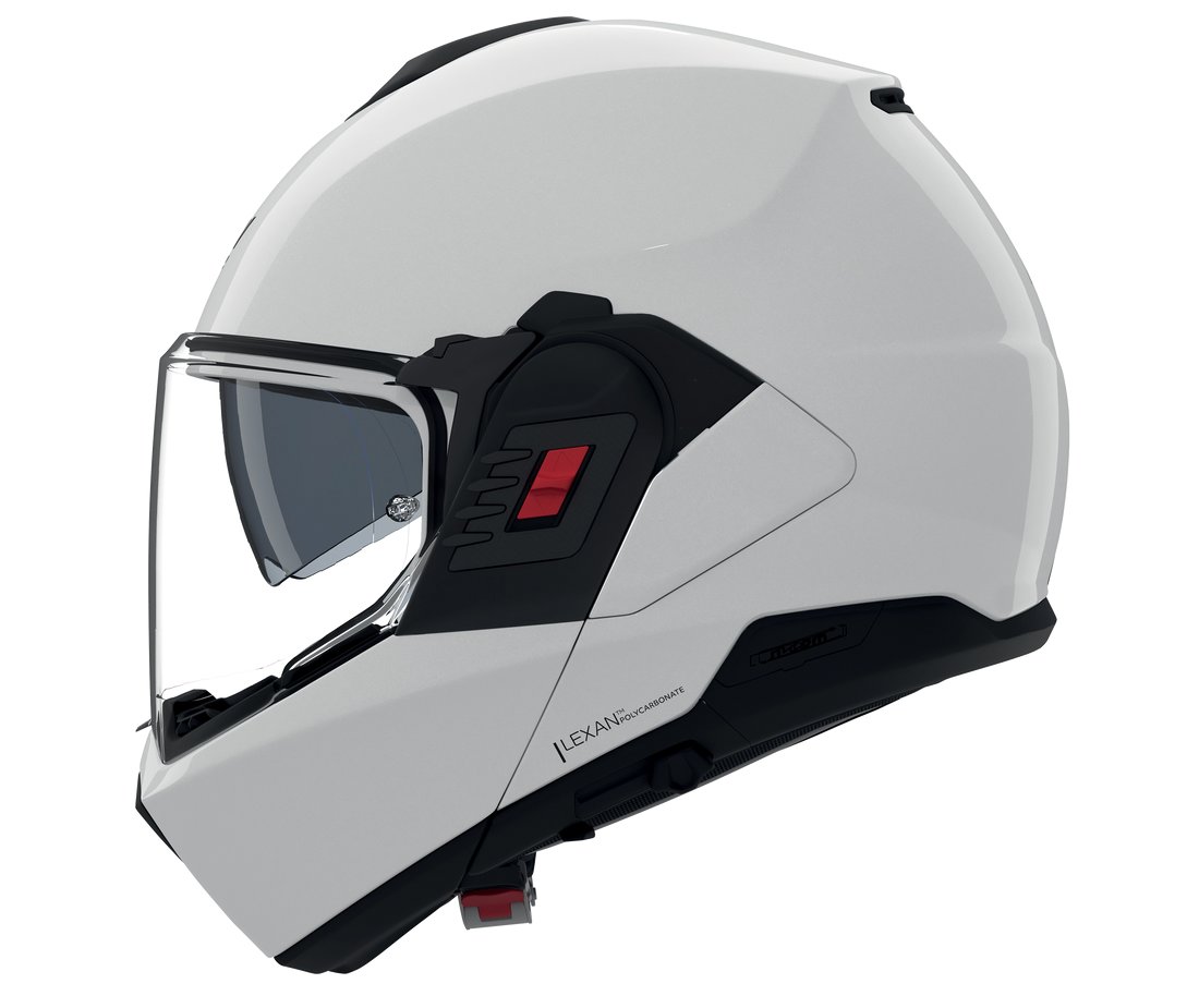Un casque Nolan N120-1 blanc fermé