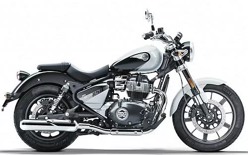 Foto de perfil del Super Meteor 650 2026 en color gris / negro.
