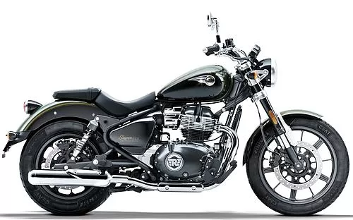 Foto de perfil del Super Meteor 650 2026 en color verde / negro.