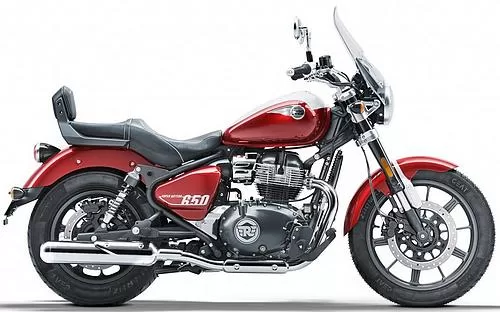 Foto de perfil del Super Meteor 650 2026 en color rojo / blanco.
