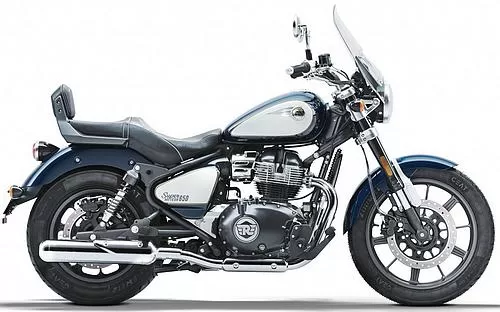 Foto de perfil del Super Meteor 650 2026 en color blanco / azul.