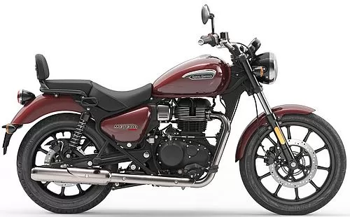 Foto de perfil del Meteor 350 Stellar 2021 en color rojo.