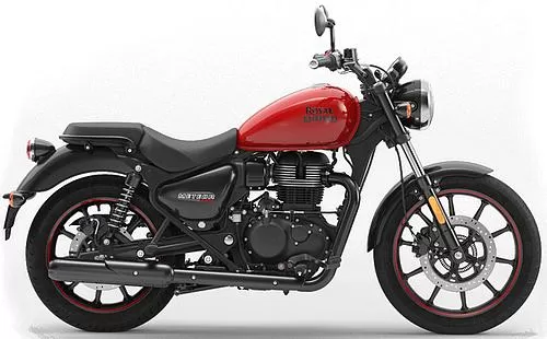Foto de perfil del Meteor 350 2023 en color rojo.