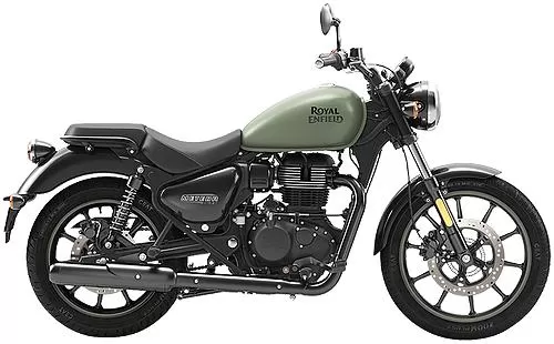 Foto de perfil del Meteor 350 2023 en color verde.