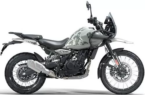 Foto de perfil del 450 Himalayan 2026 en color blanco.