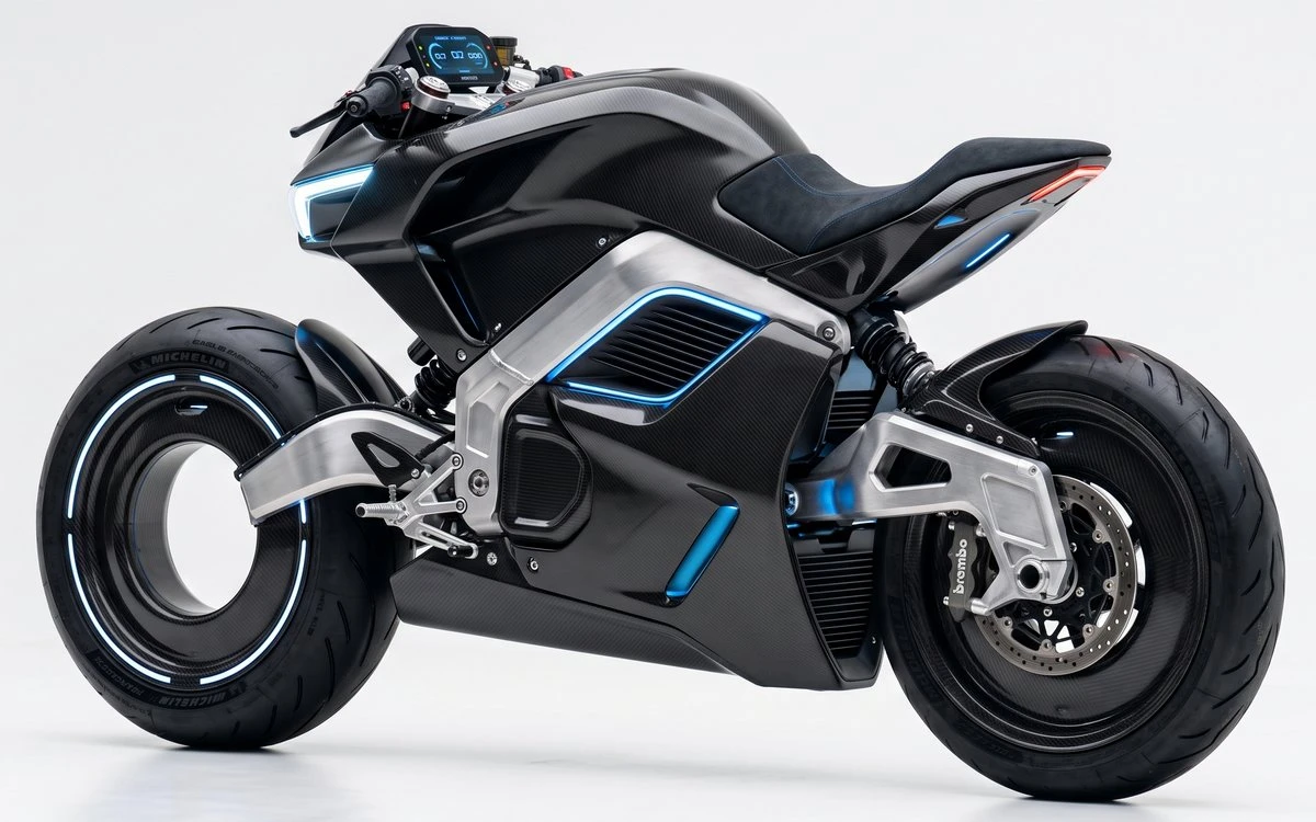 Une moto Dukayaki T-1800 Maelstrom vue de 3/4 arrière