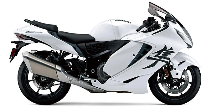 Photo de profil de la GSX1300R Hayabusa 2027 en couleur blanc