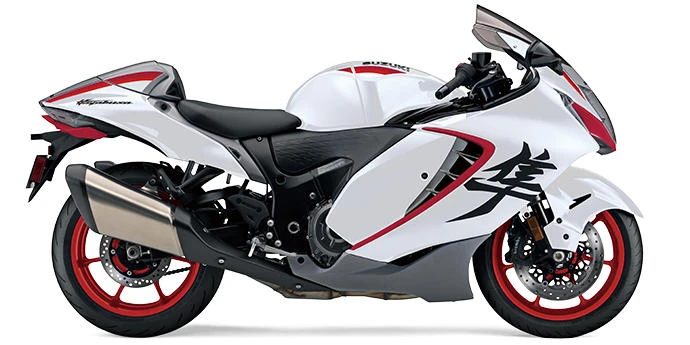 Photo de profil de la GSX1300R Hayabusa 2027 en couleur rouge / blanc