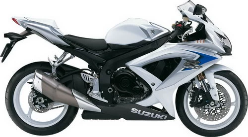 Foto de perfil del 600 GSX-R 2008 en color blanco.