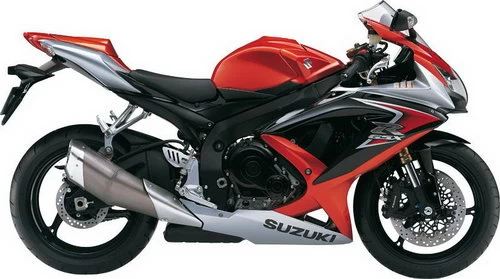 Foto de perfil del 600 GSX-R 2008 en color rojo.