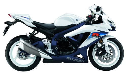Foto de perfil del 600 GSX-R 2010 en color blanco.