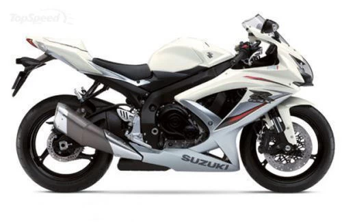 Foto de perfil del 750 GSX-R 2008 en color blanco.