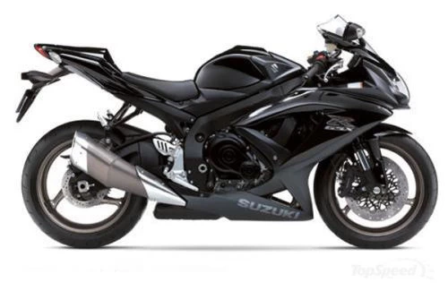 Foto de perfil del 750 GSX-R 2008 en color negro.