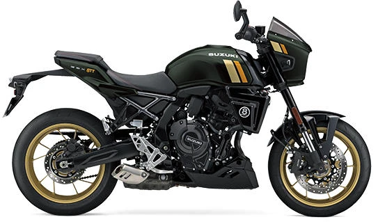 Foto de perfil del GSX-8TT 800 2027 en color verde.