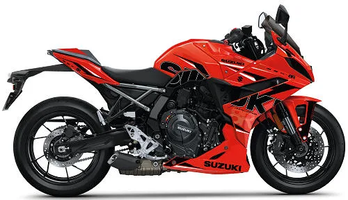 Foto de perfil del GSX-8R 800 Edition Anniversaire 2026 en color rojo.