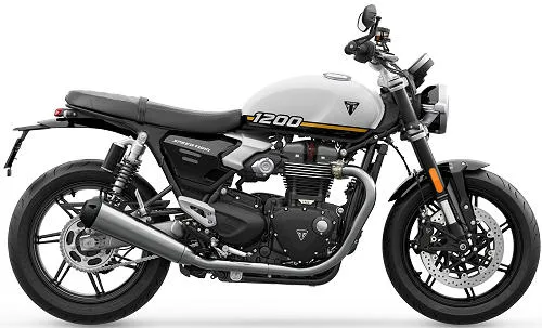 Foto de perfil del 1200 Speed Twin 2025 en color blanco.