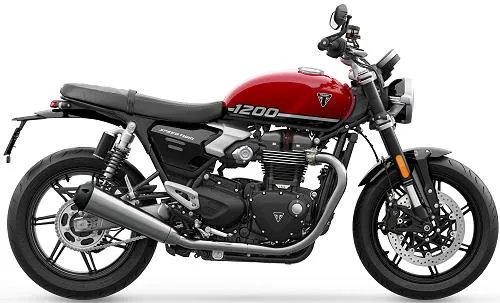 Foto de perfil del 1200 Speed Twin 2025 en color rojo.