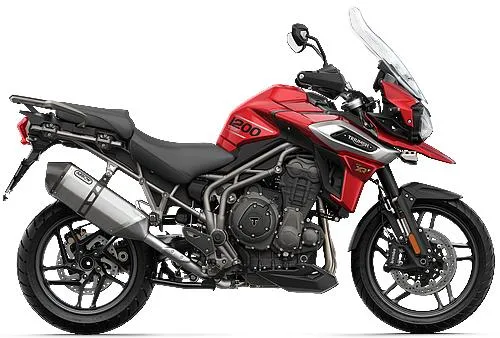 Foto de perfil del Tiger 1200 XRt 2020 en color rojo.
